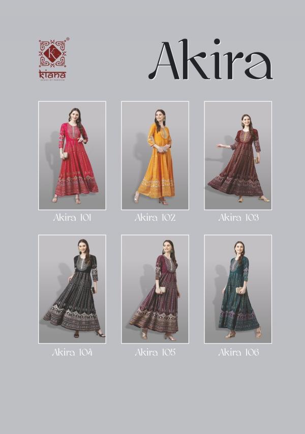 Kiana Akira Long Rayon Printed Stylish Anarkali Kurti Collection